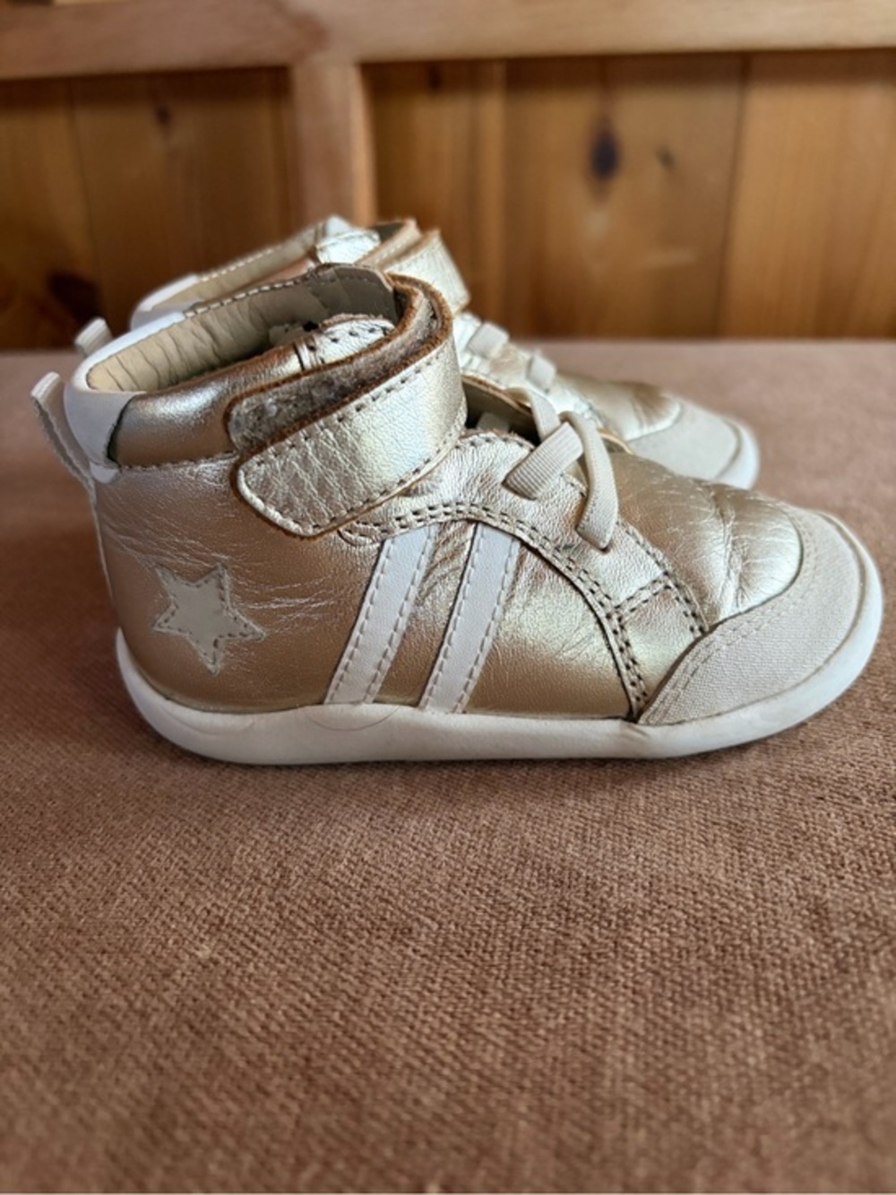 Old Soles Gold Leather High-Top Sneaker